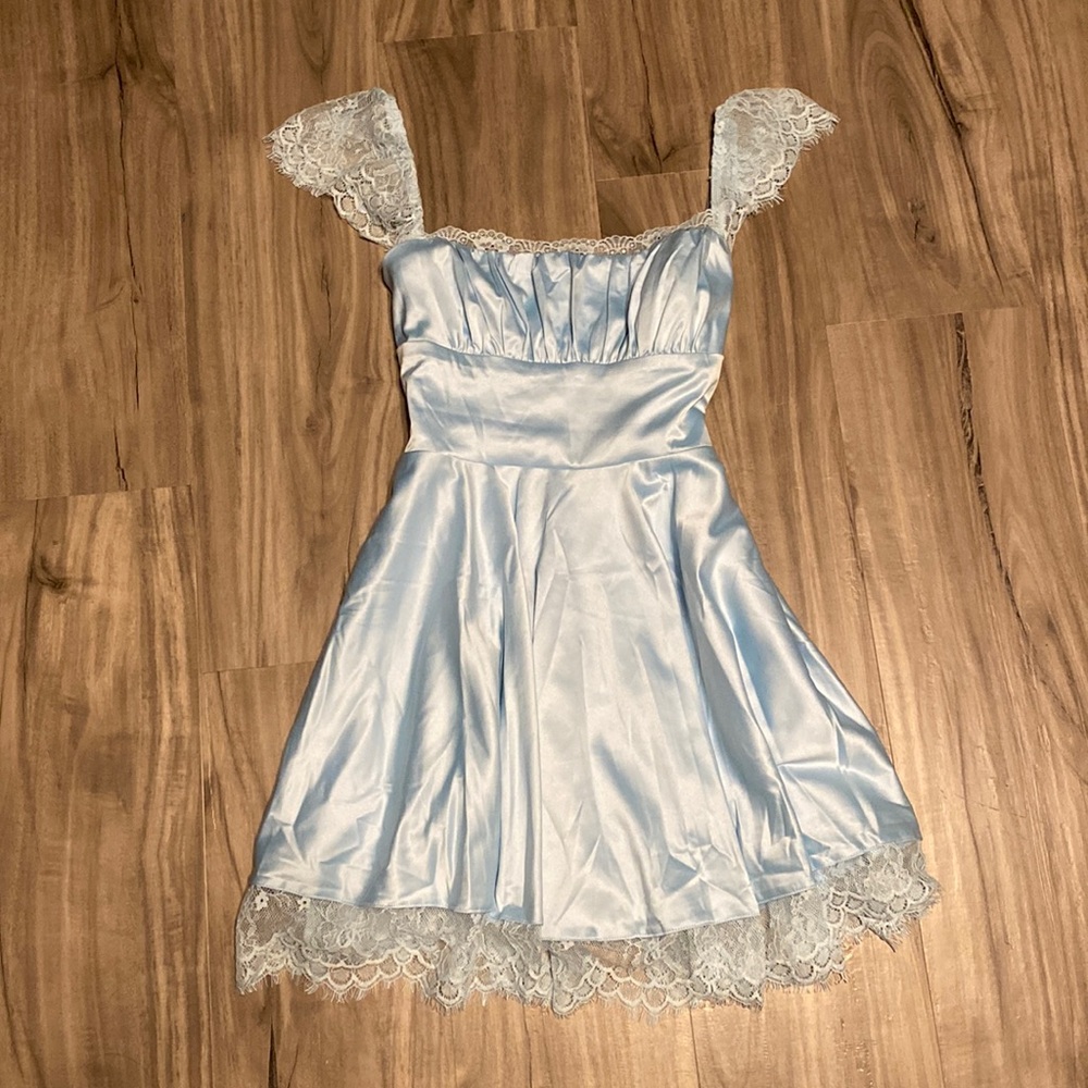 light blue mini corset dress